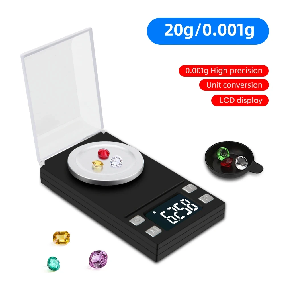 0.001g Digital Scale Milligram Scale Portable Pocket Battery Powered LCD Precisi
