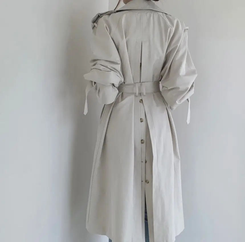 Women Long Trench Coat New Spring Autumn Casual Lapel Double Breasted with Belt Loose Coat Office Lady Korean Fashion Outerwear