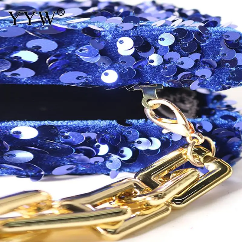 Luxury Bling Sequins Square Women Clutch Handbag Golden Metal Top Chain Handle Female Evening Party Cocktail Prom Purse Box Bag