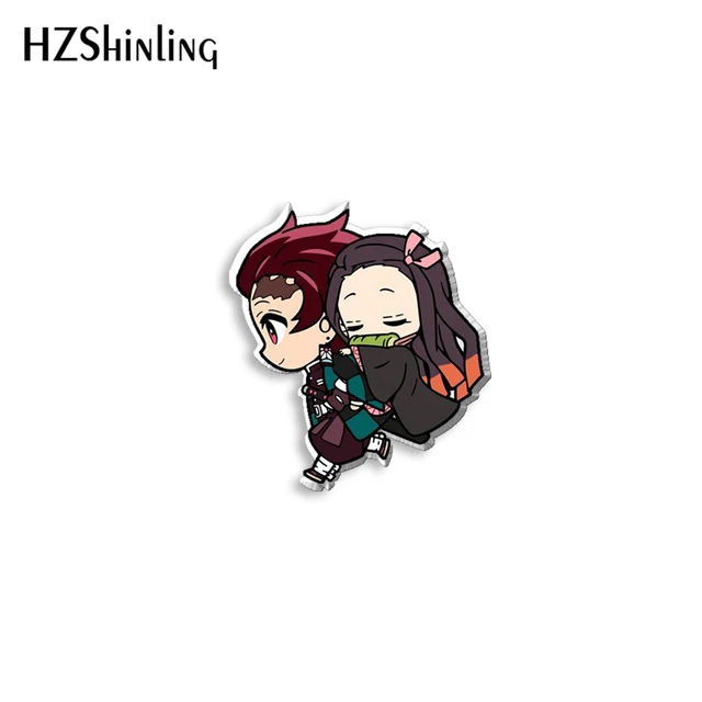 Anime kimetsu não yaiba-demônio slayer lapela pino tanjiro irmã mais nova  demônio menina nezuko kamado broche glitter metal distintivo - AliExpress