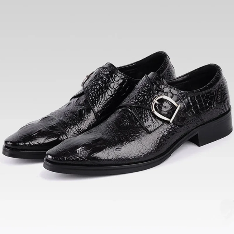 Men's Derby Shoes Business Loafers Gentleman Dress Shoe Faux Crocodile Pattern Leather Designer Shoes for Men Wedding