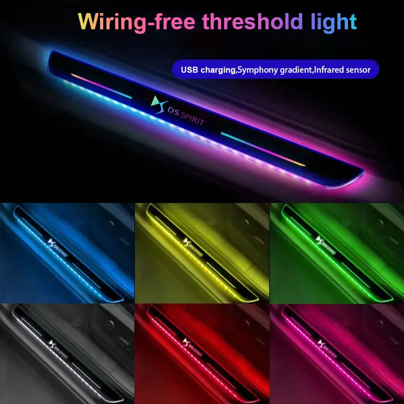 

Car door sill strip LED Luminous Pedal Welcome Lamp Wiring-Free Installation For Citroen DS SPIRIT DS3 DS4 DS4S DS5 5LS DS6 DS7