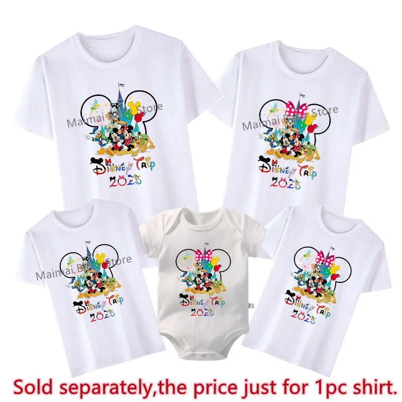 Disney Trip 2025 Family Matching Shirts Funny Mickey Minnie Tshirts Look Dad Mom Kids Tees Top First Disneyland Vacation Outfits 4