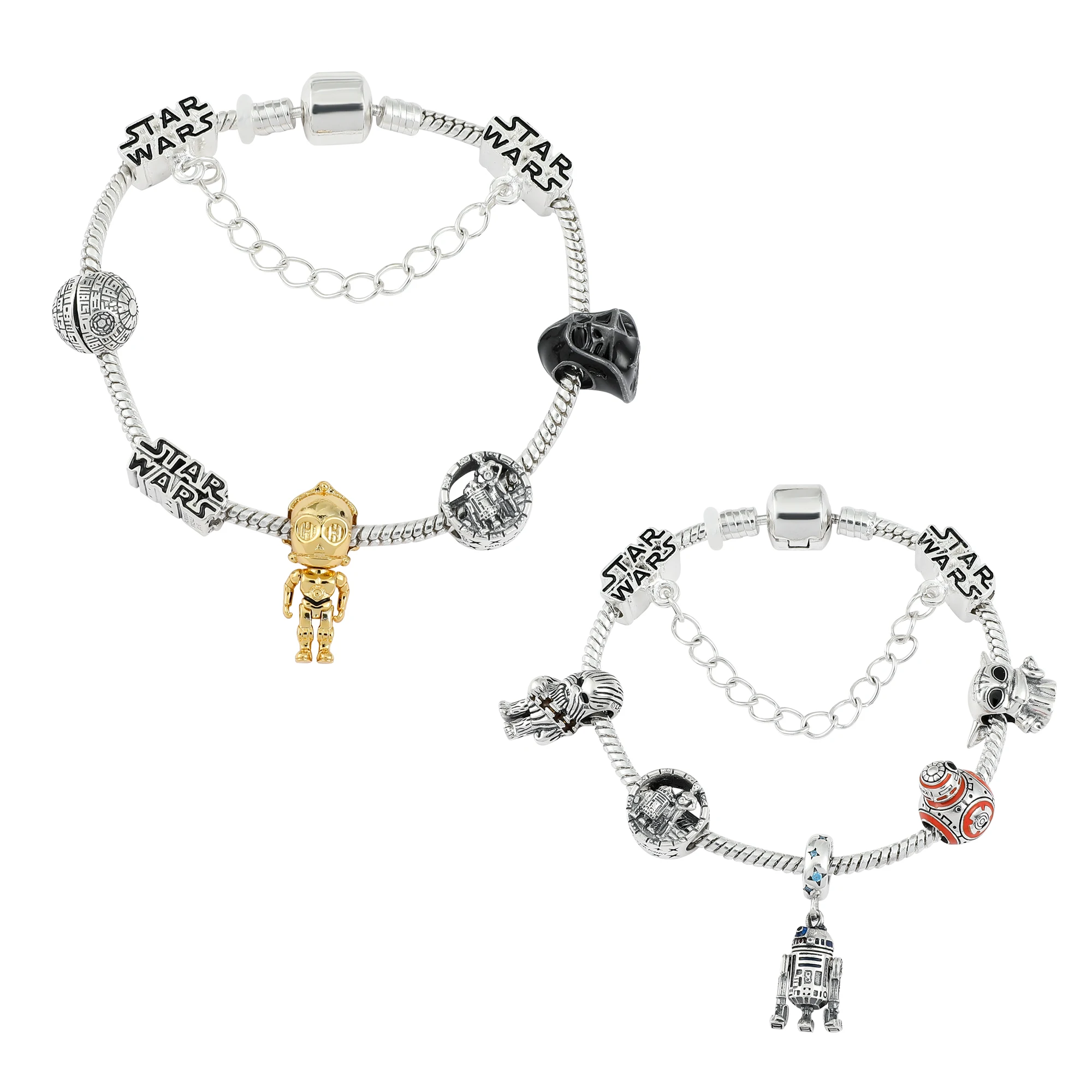 Disney Star Wars Robot Fashion Beads Bracciale Movie Figure R2-D2 C-3Po Periferiche Charms Bracciale Gioielli Regali Per Gli Amici