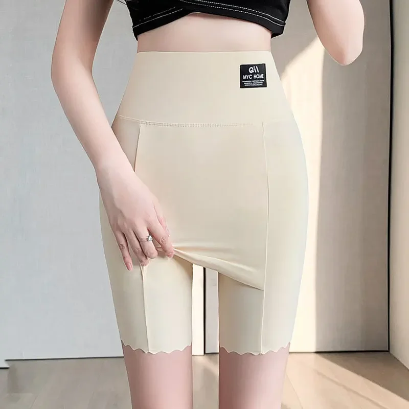 Plus Size Women Shorts Under the Skirt Big Large Summer Seamless Protective Spandex Hip-up Safety Pants Skirt Underpants White