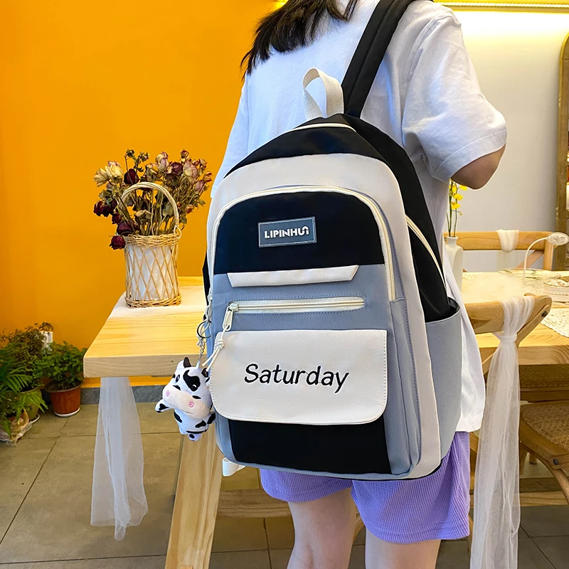 Backpack Women multicolor cute College Girl tote bag Boy SchoolBag Book Waterproof Packbags Teenage student playful Rucksack