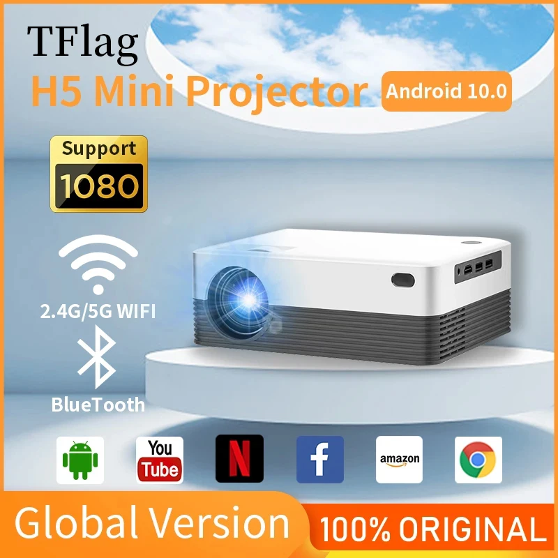 

TFlag H5 Projector Mini Projector Android Wifi BT 1280*720p 1+8GB Home Theater Lcd Led Portable 120Ansi for SmartphGaming Office