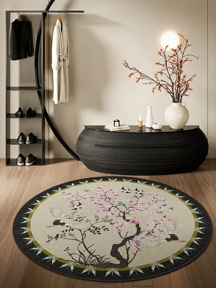 Luxury Living Room Carpet Flower Bird Retro Special-shaped Bedroom Rugs Round Palace Style Coffee Table Soft Mats Ковер Tapis 러그