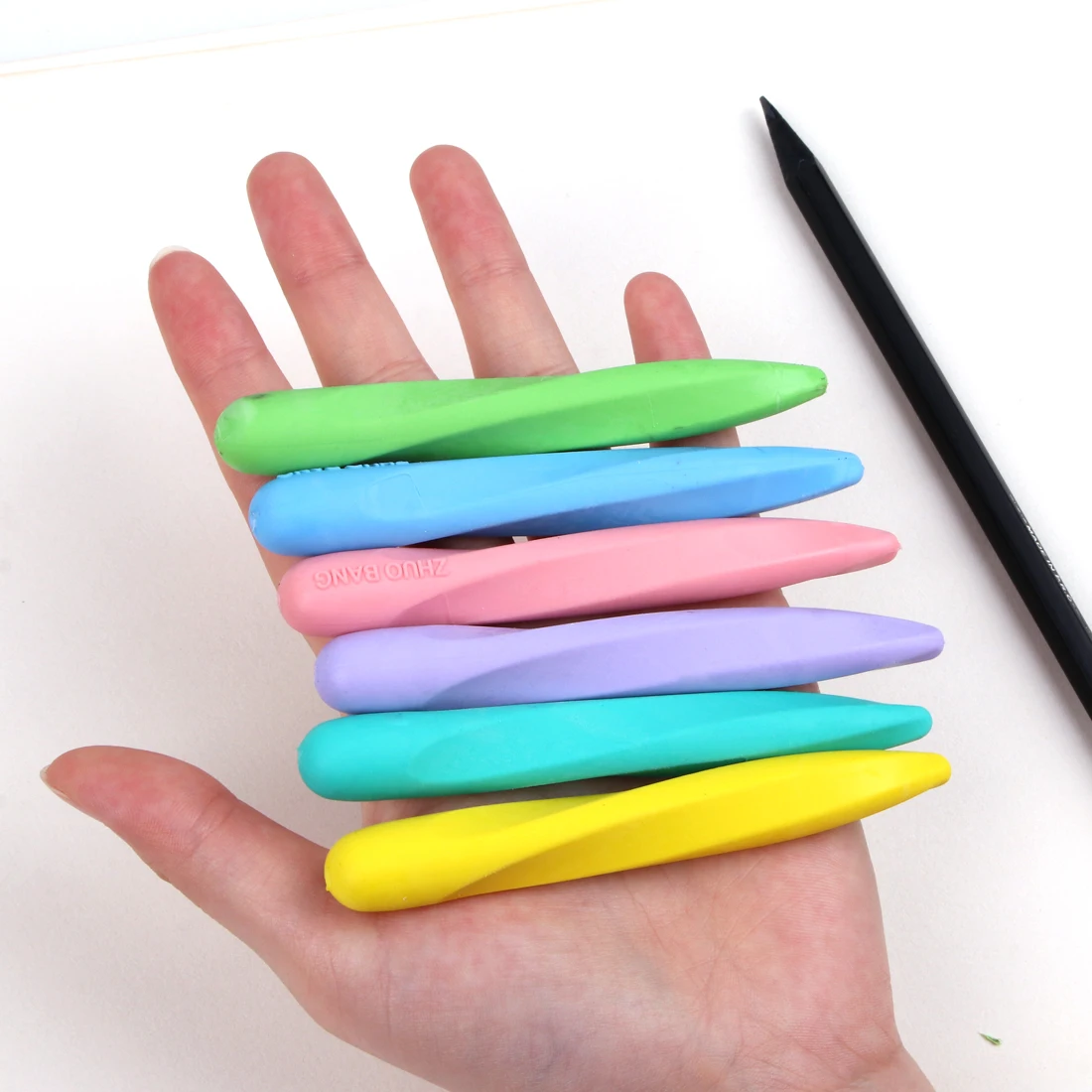 Pencil Eraser 3Pcs/Box Creative Cartoon Soft Double Head Large Hole School pencil eraser