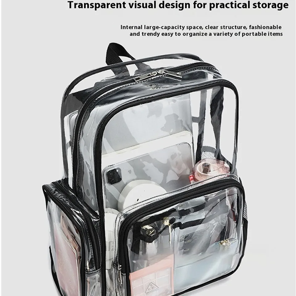 Clear Stadium Backpack - Heavy Duty PVC, See-Through Security Bag For Events, School & Work (17x13.5x7 In)