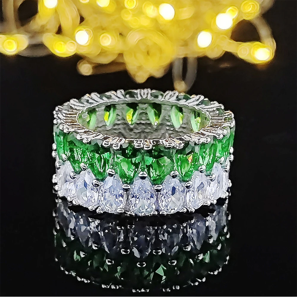 2022 New Trendy Double Drainage Drip silver color aesthetic Eternity Band Ring For Women