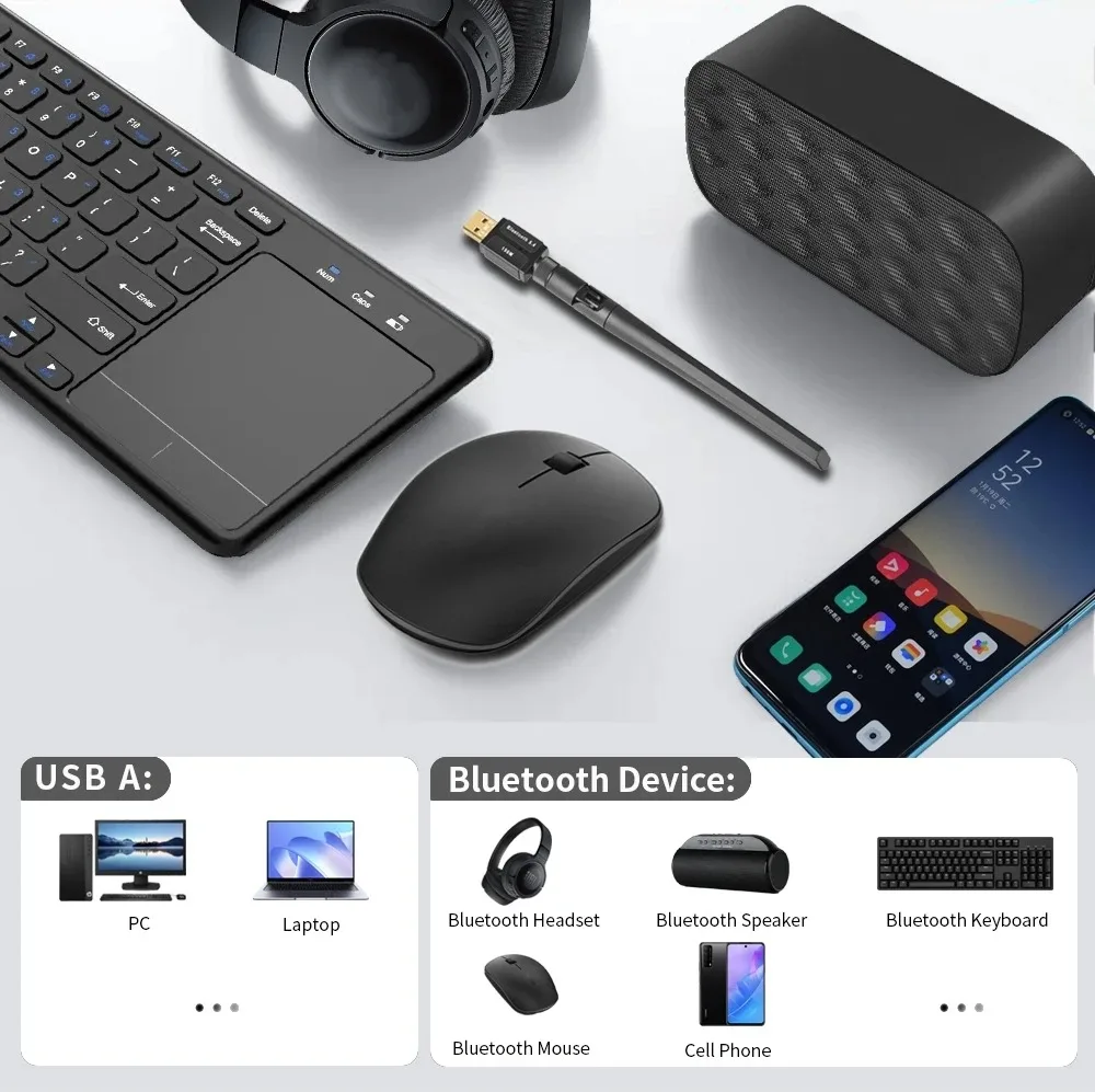 150M Bluetooth 5.4 어댑터 무료 드라이버 PC 용 USB Bluetooth 동글 어댑터 Windows 11/10/8.1 마우스 키보드 오디오 수신기