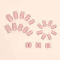 24 PCs Short French Solid Minimalist Nails with 1 Jelly Gel and 1 Nail File 2