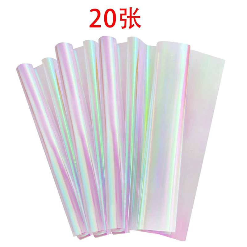 20 Pieces 59 cm x 57 cm Cellophane Wrap Paper Iridescent Film Gift Wrap