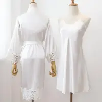 Sexy Women Home Dressing Gown Intimate Lingerie Lace Bride Wedding Robe Set Nightwear Casual Sleepwear Kimono Bathrobe Gown - Image 4