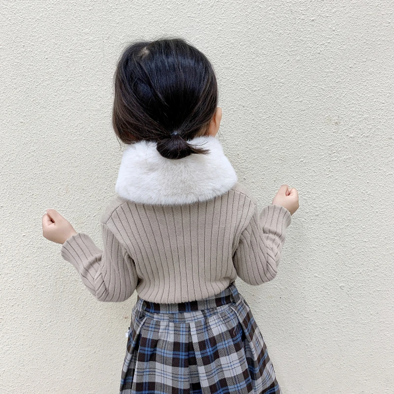 Korean Sweet Baby Scarf Imitation Rabbit Fur Winter Thick Warm Neckerchief for Princess Girl Outdoor Anti-Cold Kids Neck Cover