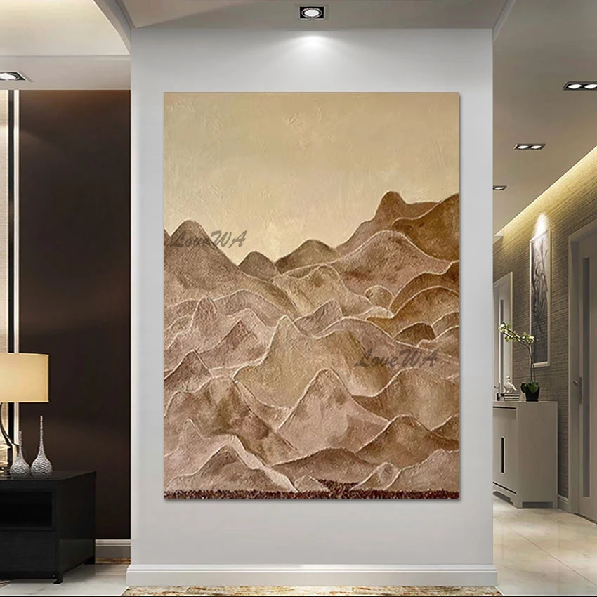 Canvas Art Wall Frameless Interior House Decoration Easy Landscape Painting 3D Rolling Hills Disegno A Mano Picture Abstration