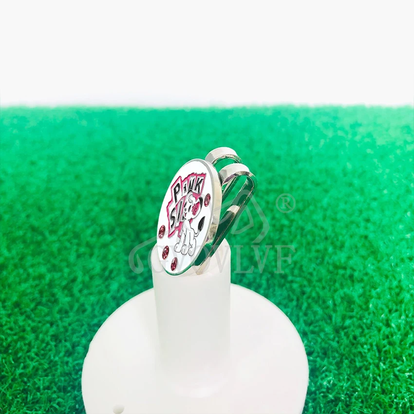 Bling Colorful Fine Metal Alloy Golf Marker With Golf Hat Clip Ball Mark Pink Dog Accessories Gift for Golfers 1pc