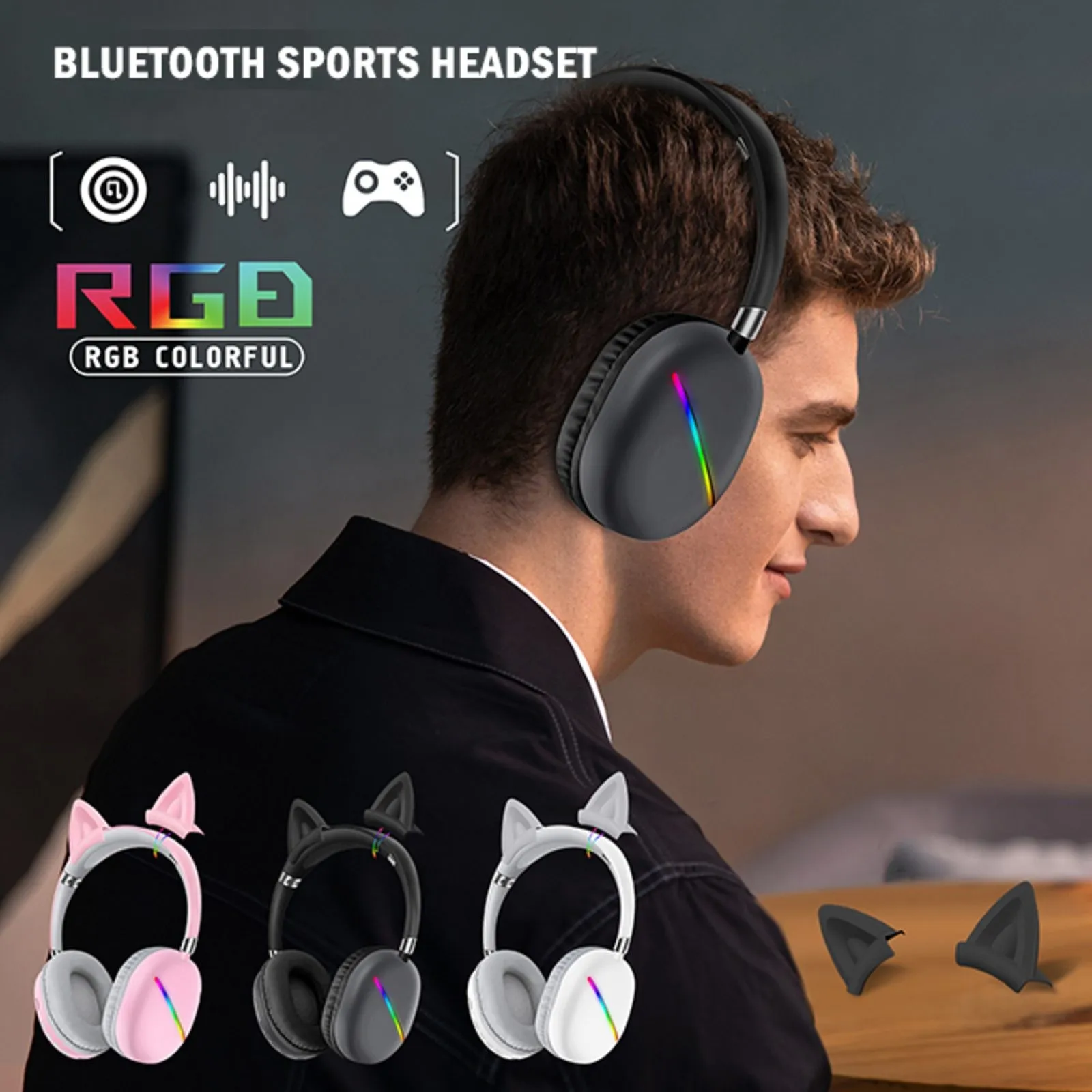 Standard, Black Wireless Earbuds,Bluetooth Headphones Stereo Earphone Cordless Sport Headsets,Bluetooth In-Ear Earphones with Built-In Mic for Smart Phones 