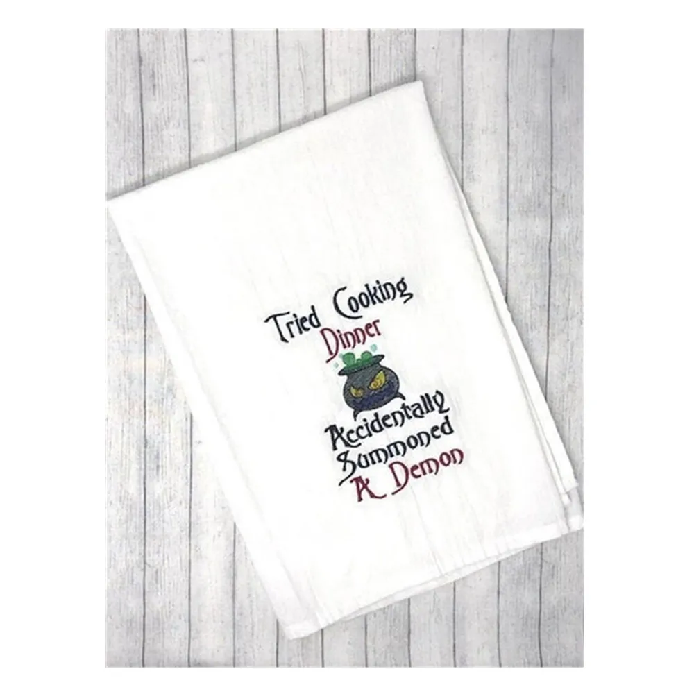 

kitchen towel friend family happy Halloween eve party dinner BBQ home October fall Witch Gothic decoration hostess mom wife gift