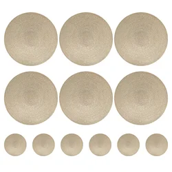 Set of 6 Stylish Braided Placemats and Coasters - Durable, Washable, and Heat-Resistant - 6 Mats 6 Coaster (PET Gold)