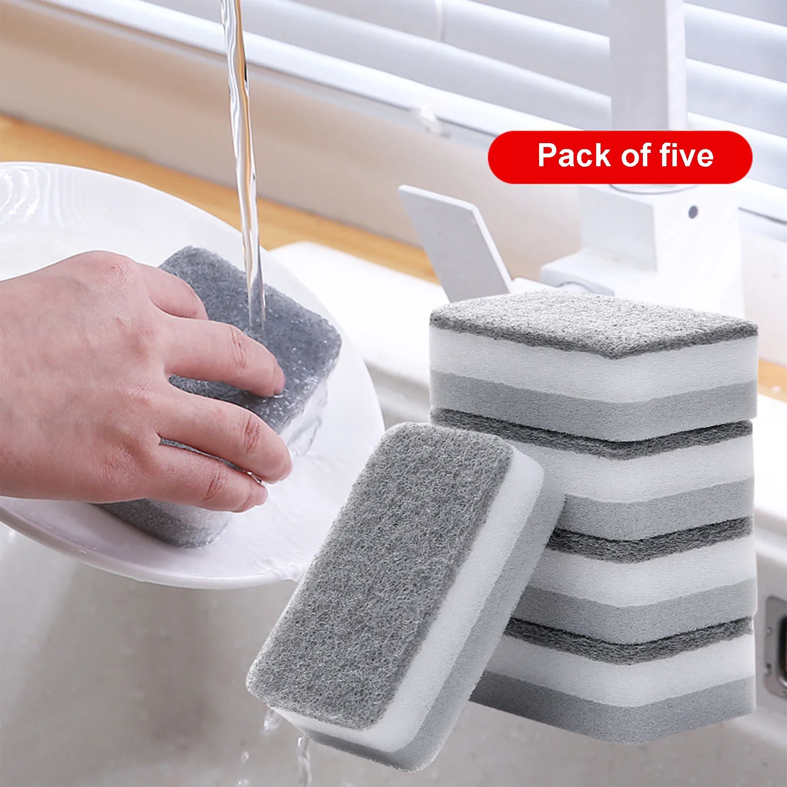 Silicone Sponge Dish Sponges, Silicone Sponge Dish Washing Kitchen Gadgets  Brush Accessories, Kitchen Sponge Double Sided Cleaning Sponges (3 Pac