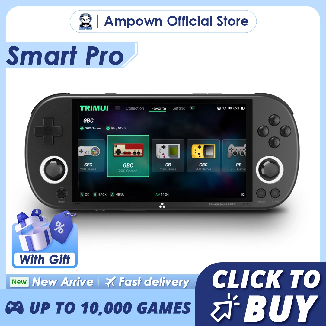 Consola de juego portátil Smart Pro con pantalla IPS de 4,96, sistema Linux, joystick