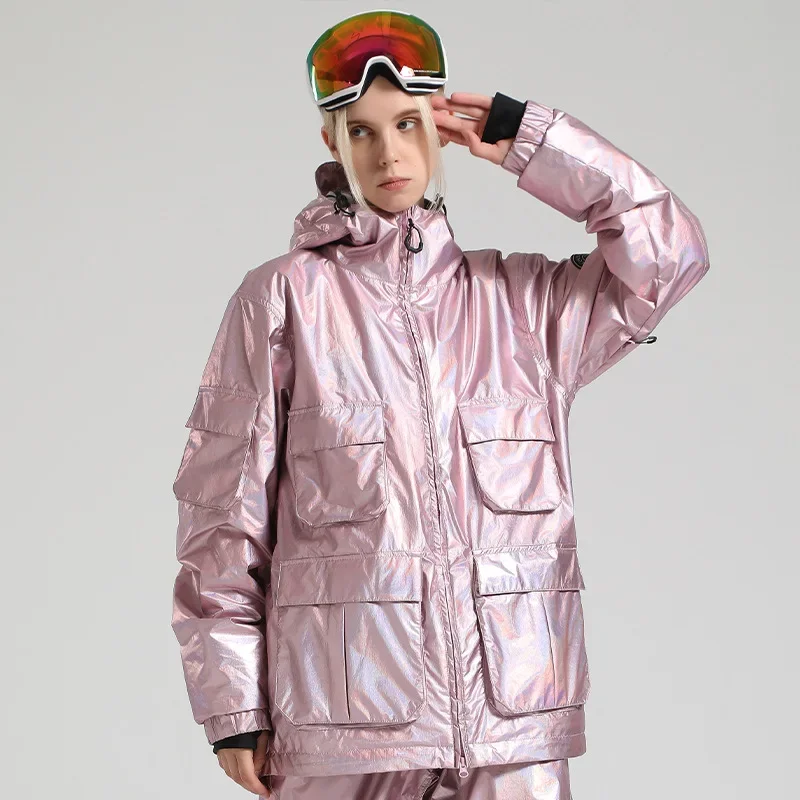 New Ski Suit Men Windproof Waterproof Warm Snowwear Veneer Double Board Colorful Reflective Ski Jackets Women Large Size