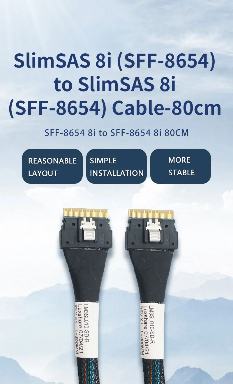 Cabo PCIe 4.0 SlimSAS 8i, 80cm