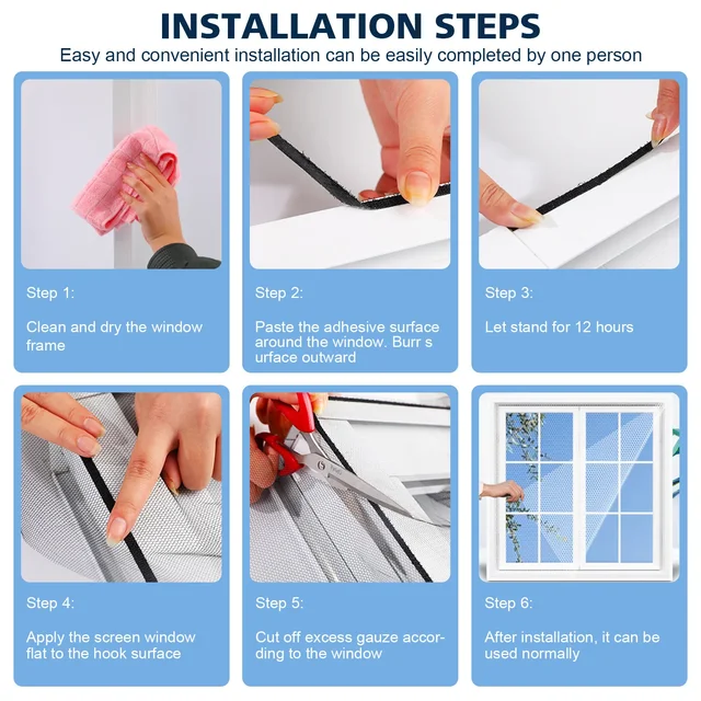 Anti Fly Mosquito Net DIY Self-Adhesive Fly Mosquito Window Net Mesh Mosquito Insect Bug Net Curtains for Windows 5