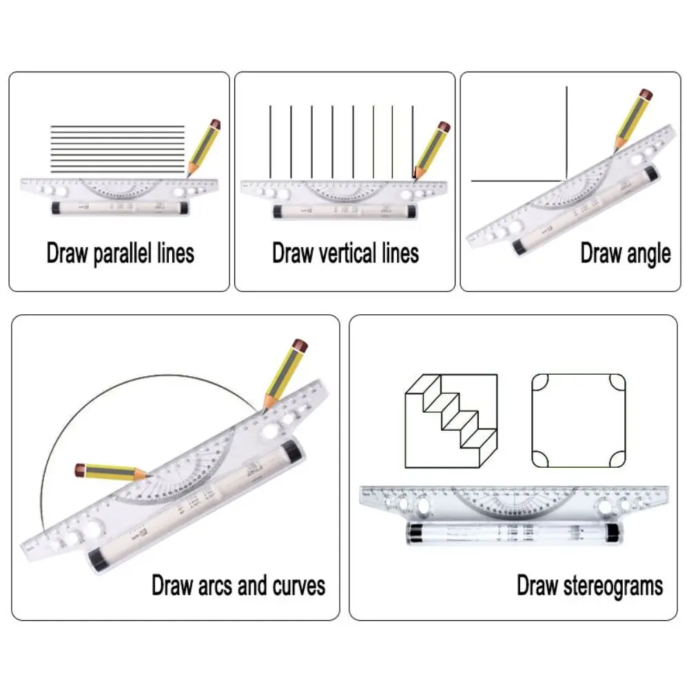 15/30 cm Ruler Parallel Roller Ruler Math Drawing Multi Function Professional Drawing Measuring Angle Balance stainless steel ruler triangle ruler ruler set drawing ruler straight ruler folding ruler metal ruler plastic ruler quilting ruler rotatable ruler