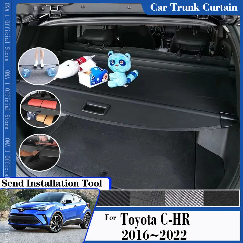 

For Toyota C-HR CHR C HR AX10 AX50 2016~2022 Car Trunk Curtains Privacy Security Luggage Curtain Rack Partitions Car Accessories