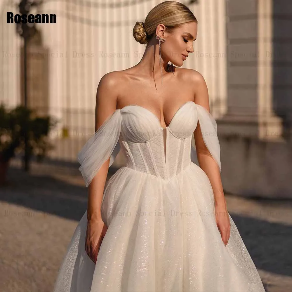 A-line Wedding Dresses Draped Pleat Off-The-Shoulder 2024 New Sleeveless Bride Dresses Brush Train Floor Length robe de mariée 6