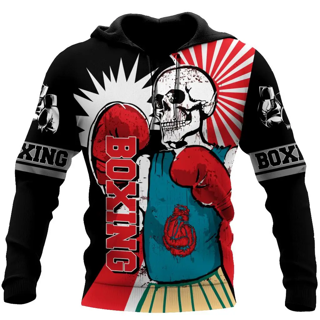 

Loving Skull and Boxing Hoodie for Men and Women High Quality Men's Fashion Sportswear Large Harajuku Camo Skull Shirt