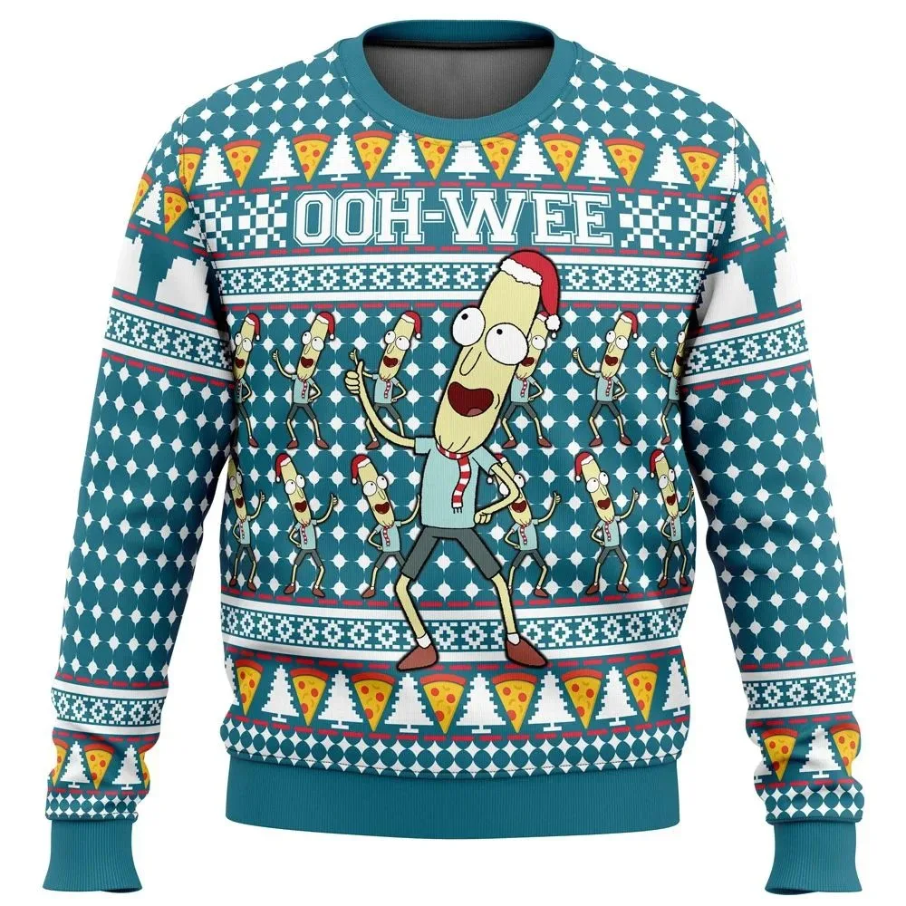 

Pickle Rick Ugly Christmas Sweater Christmas Sweater Gift Santa pullover men 3D hoodie top Fall and Winter clothing