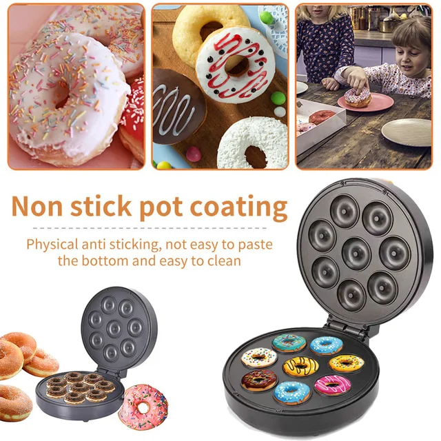 Mini Donut Maker Machine for Home, 550W Heating Makes 3 Doughnuts with  Non-Stick Surface for Kid Breakfast, Snacks, Desserts - AliExpress