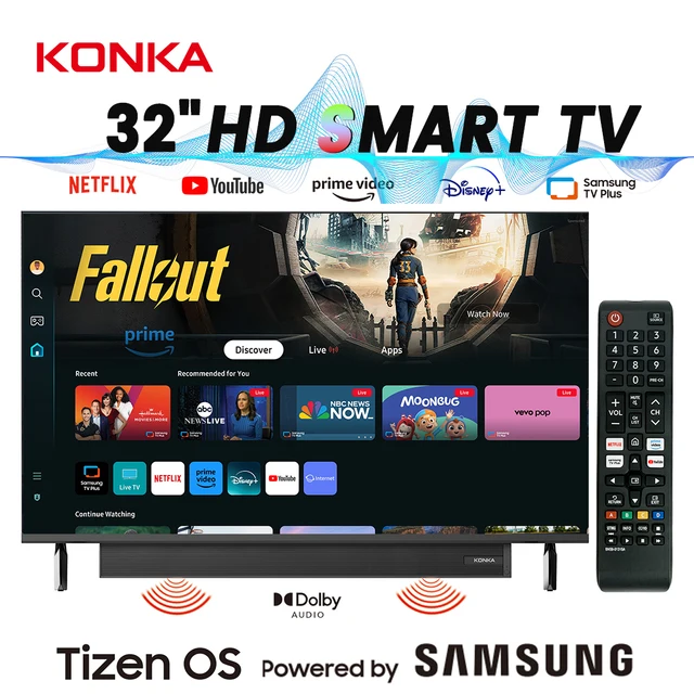 KONKA 32" Smart TV Tizen OS Powered By SAMSUNG Built-in 30W Soundbar HDR10 V-Max Display Theater Audio Dynamic Sound 1Y Warranty