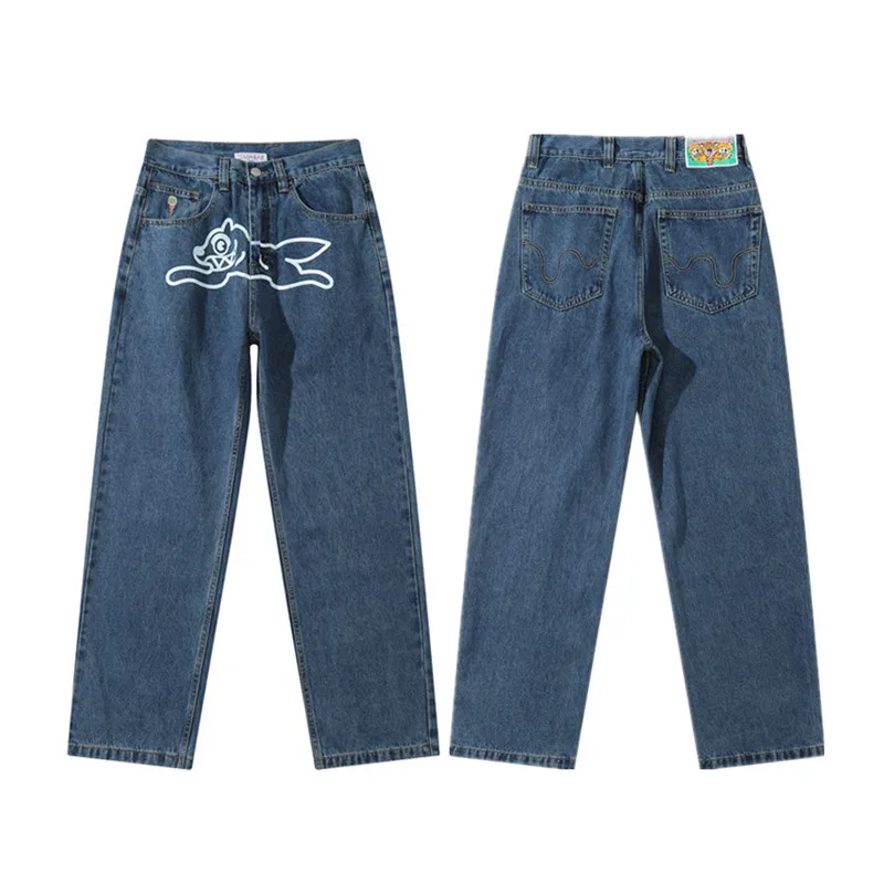 2024 Ropa Y2K Fashion Flying Dog Print Cowboy Baggy Jeans Pants For Men Clothes Streetwear Gothic Denim Trousers Pantalon Homme 5