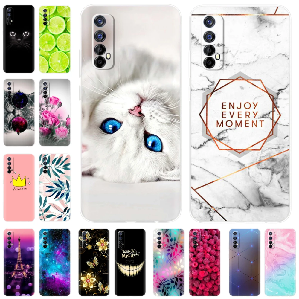 

For Realme 7 Case Transparent Cover Flower Cat Silicone Soft Back Cases for OPPO Realme 7 Phone Case Realme7 Bumper Para RMX2151