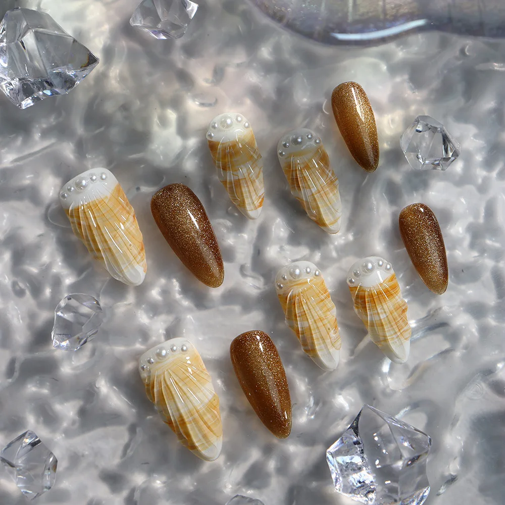 10pc Summer Sea Starfish Press On Nails | 3D Colorful