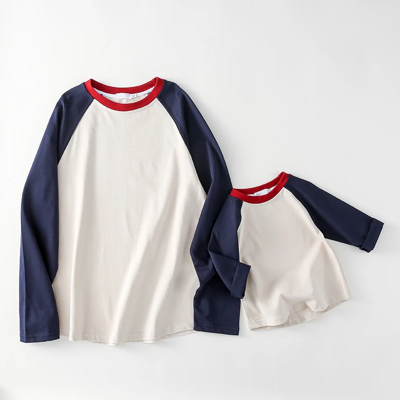 

Matching Family T Shirt Long Sleeve Mom Dad and Baby Cotton Shirts Korean Spring Autumn Father Mother and Daughter Son Clothes