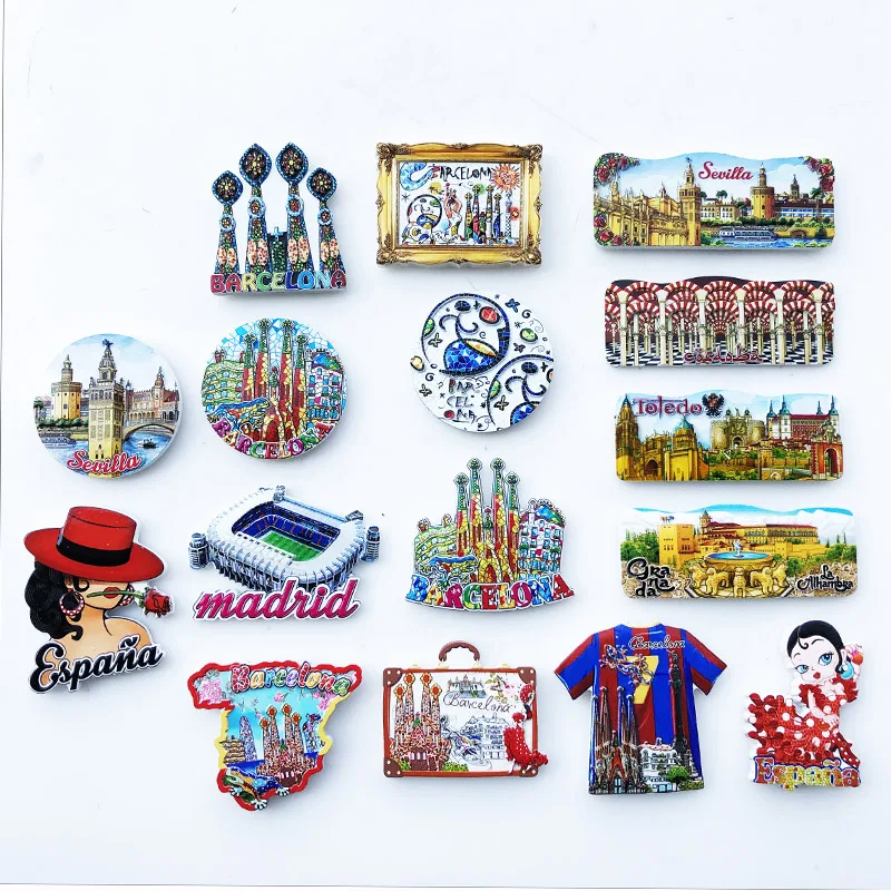 

Spain Barcelona Fridge Magnets Tourist Souvenir Decoration Articles Handicraft Magnetic Refrigerator Stickers Collection Gifts