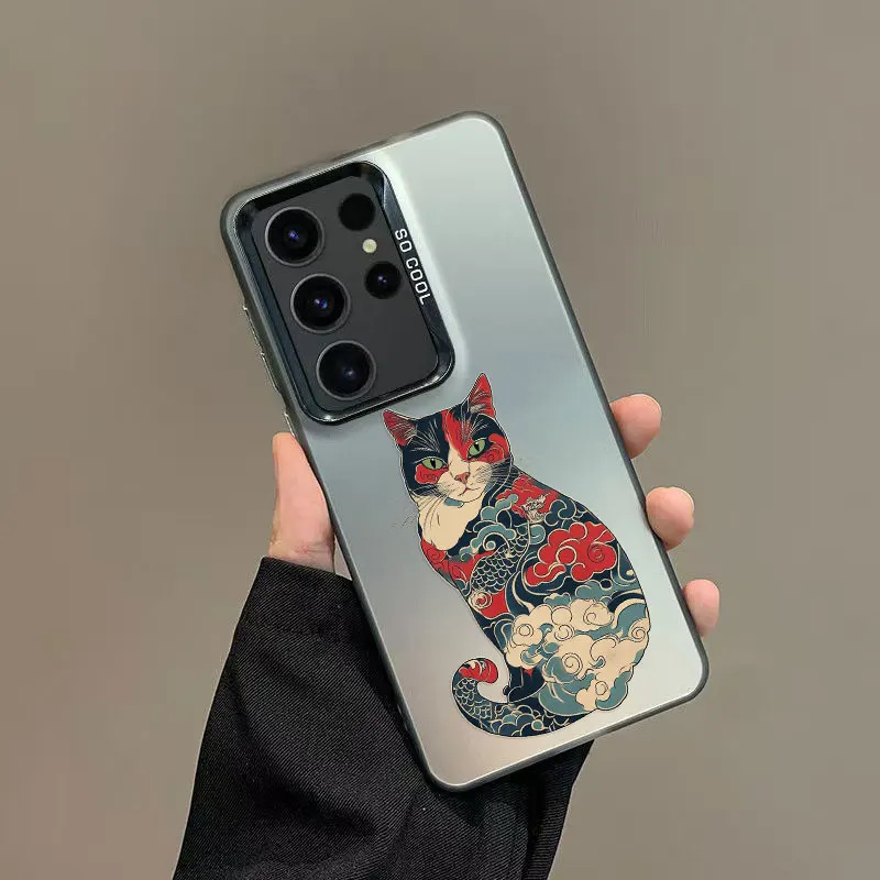 Vibrant Japan Cat Design Shockproof Laser Phone Case
