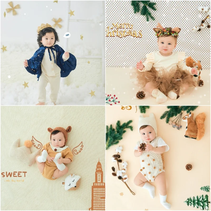Dvotinst Newborn Photography Props Cute Squirrel Christmas Theme Outfit Deer Headband Hat Backdrop Studio Shoots Photo Prop christmas snowman hat bib suit hairball scarf cute baby photo newborn photography props baby shooting accessories