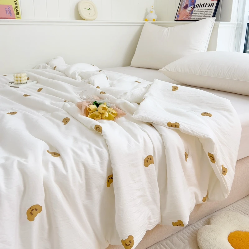 Double Layer Yarn Summer Blanket Skin-friendly Breathable Lightweight Quilt for Children Adult Comforter Summer Duvet