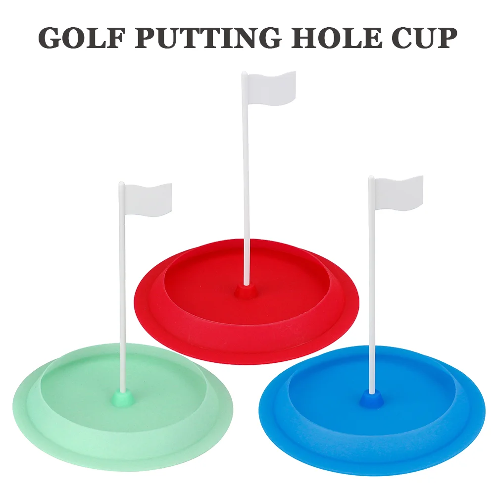 1 pcs Indoor Golf Putting Green Blue And Red Hole Cup Practice With White Flag Putter Trainer Outdoor Training Aids Supplies