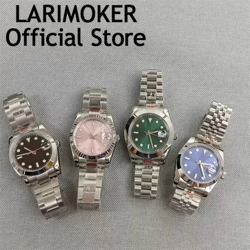 

LARIMOKER Sunburst черный, синий, зеленый, розовый циферблат NH35A PT5000 36 мм/39MMg автоматические мужские часы Baton Hand Glass Back