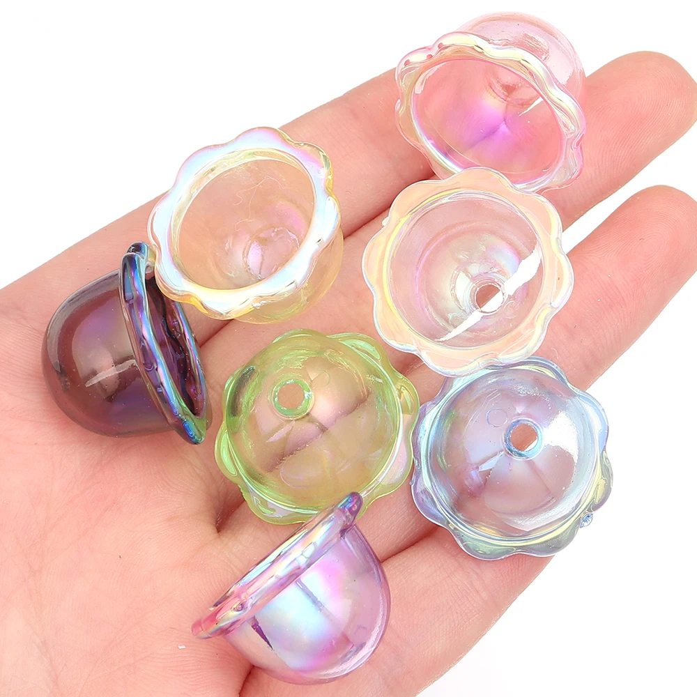 Acrylic Glitter Wind Bell Spacer Beads Transparent Jellyfish Beads for Jewelry Making Phone Chain Decoration 6pcs