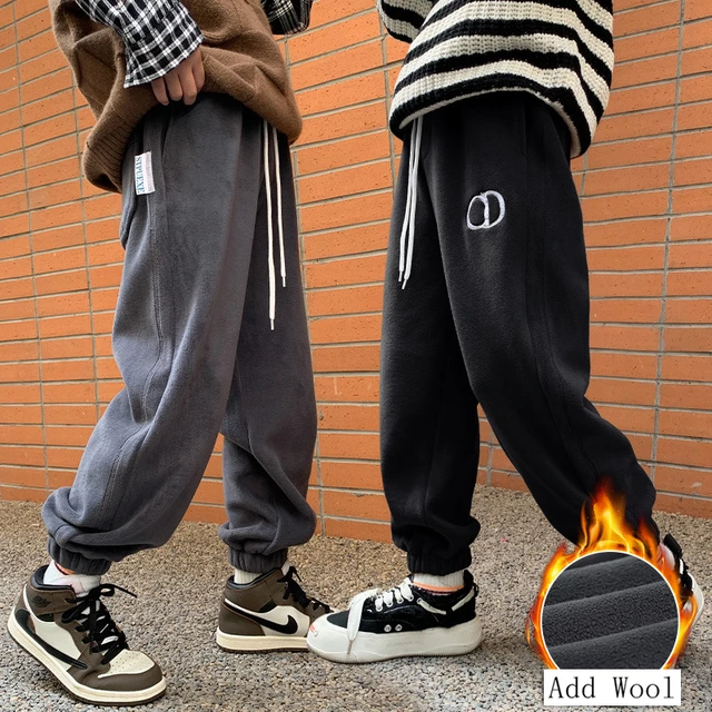 Men Jeans Winter Thick Fleece Warm Sweatpants Men Black