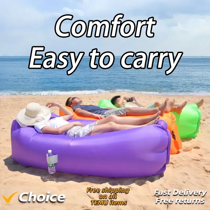 Outdoor Lazy Inflatable Beach Bed Air Sofa Lunch Sleeping Bag Music Festival Air Mattress Portable Single Camping